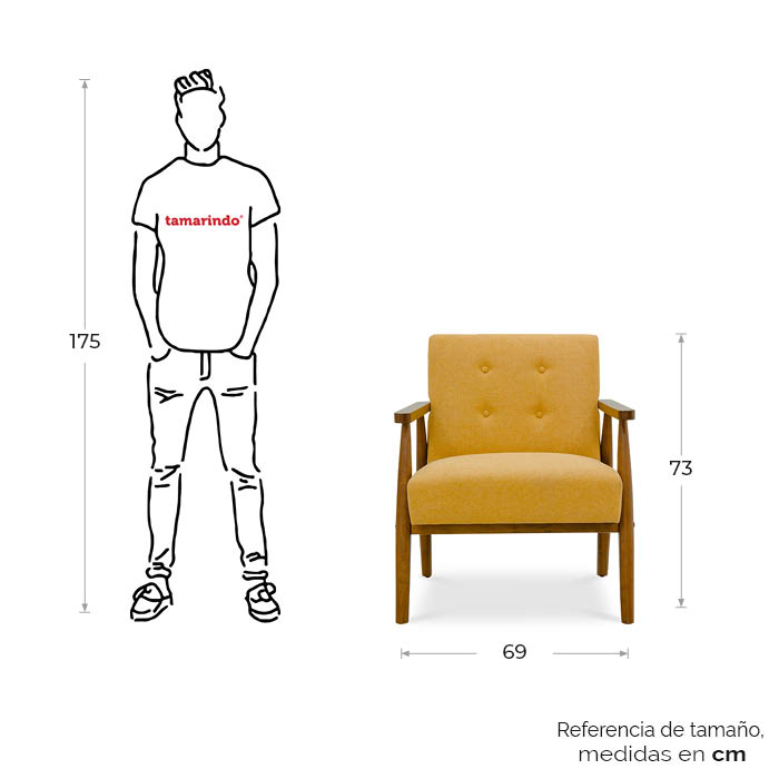 Sillon Tela Amarillo/nogal Cincuenta Y Siete | Sillones y Ottomanes | salas